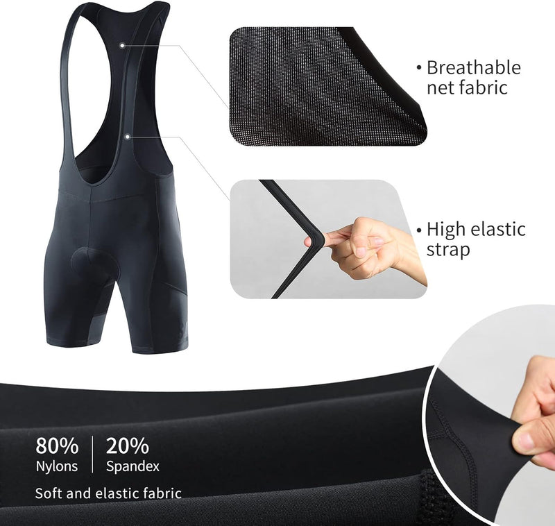 Santic Trägerhose Fahrrad Herren Kurz Sitzpolster Bib Shorts Hosen Rennrad Gepolstert Radlerhose Pol