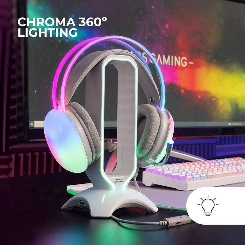 MARSGAMING Mars Gaming MH-Glow Rosa, 360° Full Chroma RGB Flow Kopfhörer, Mikrofon Geräuschunterdrüc