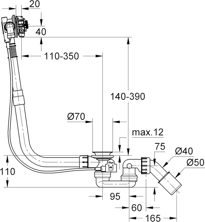 Grohe Wannengarnitur TALENTOFILL 28991000 Für Körperform-Bad, Für Körperform-Bad