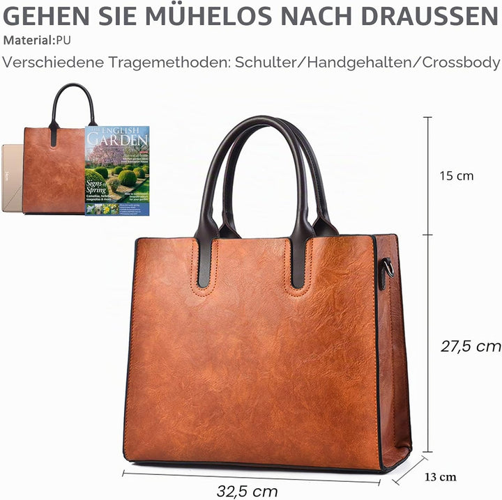 NICOLE &amp; DORIS Gross Handtasche Damen Shopper Tasche Umhängetasche Damen Gross Retro Schultertasche