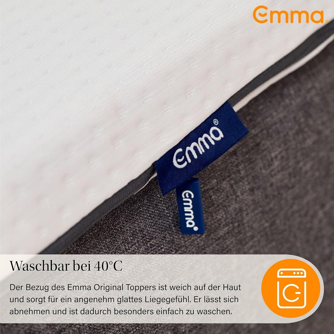Emma Premium Matratzen Topper, 6cm dick, wendbarer HRX-Schaum für anpassbaren Komfort, Atmungsaktiv
