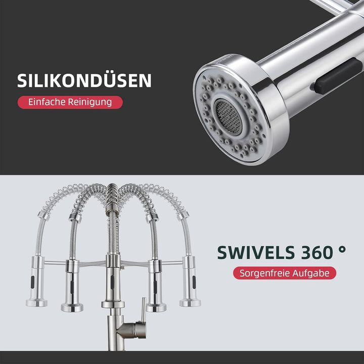 Cobbe Wasserhahn Küche, Hochdruck Küchenarmatur mit Herunterziehen Brause Armatur, 2 Sprühfunktionen