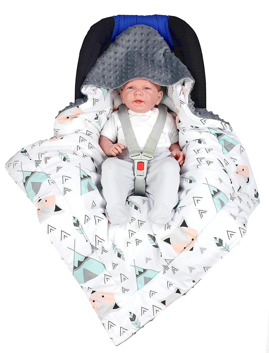 TupTam Baby Winter Einschlagdecke Babydecke 75x75cm für Autositz Babyschale Wattiert Minky Baumwolle