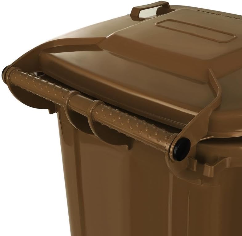 Mülltonne 120 L Abfallbehälter mit Deckel und Rädern Braun Kunststoff für Aussenbereich Garten und H