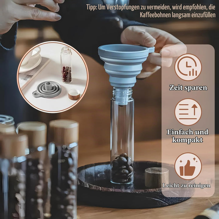 12 x Kaffeebohnen Behälter Einzeldosis Glas Kaffeevorratsdosen Luftdicht Kaffeebehälter mit 12-Loch