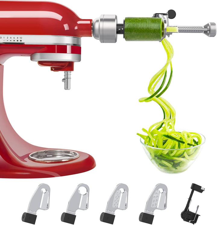 Bestand Spiralschneider-Aufsatz (5 Klingen) kompatibel mit KitchenAid Standmixer, kommt mit Schäler,