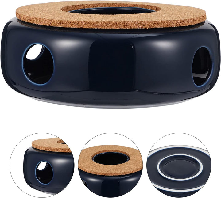Cabilock Keramik Retro Teekannenwärmer mit Holzsockel Teekannenwärmer für Warmen Tee für Teehaus und