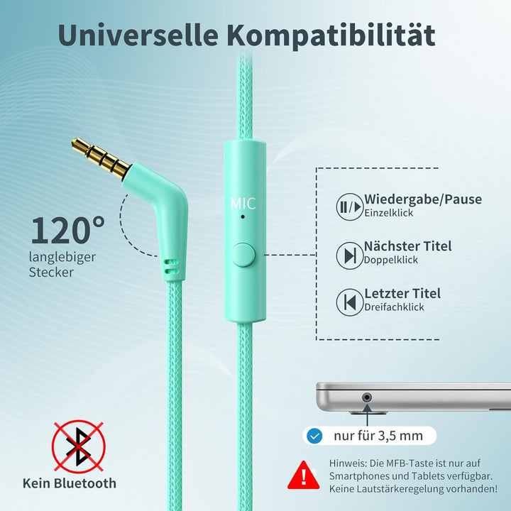 Kopfhörer mit Kabel und Mikrofon, Over-Ear Kabelkopfhörer mit 3,5mm Klinkenstecker, Faltbar Kabelgeb