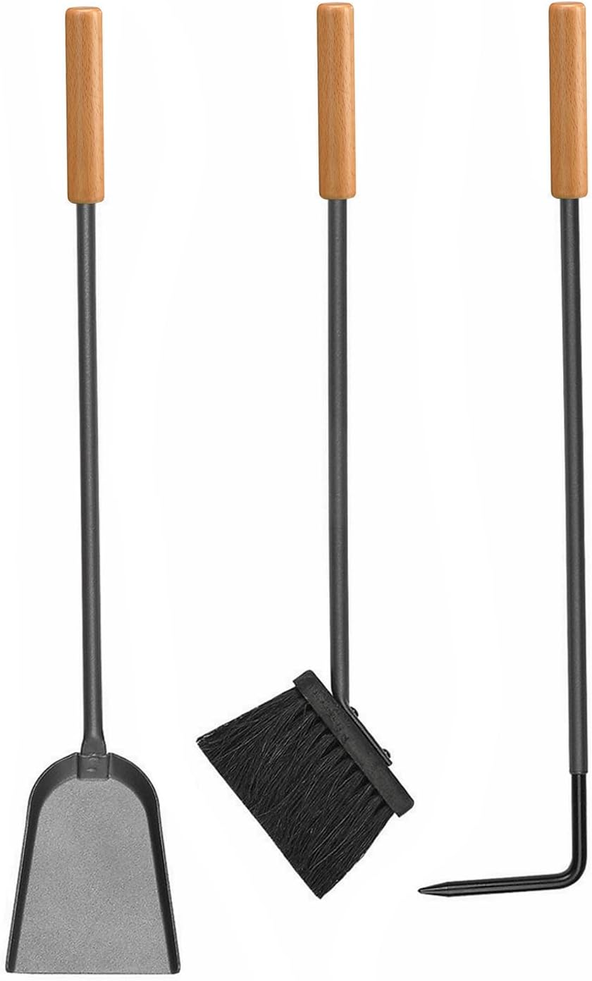 raik 21.02.220.2 Raik Holzkorb & Kaminbesteck 3-tlg, anthrazit Buche