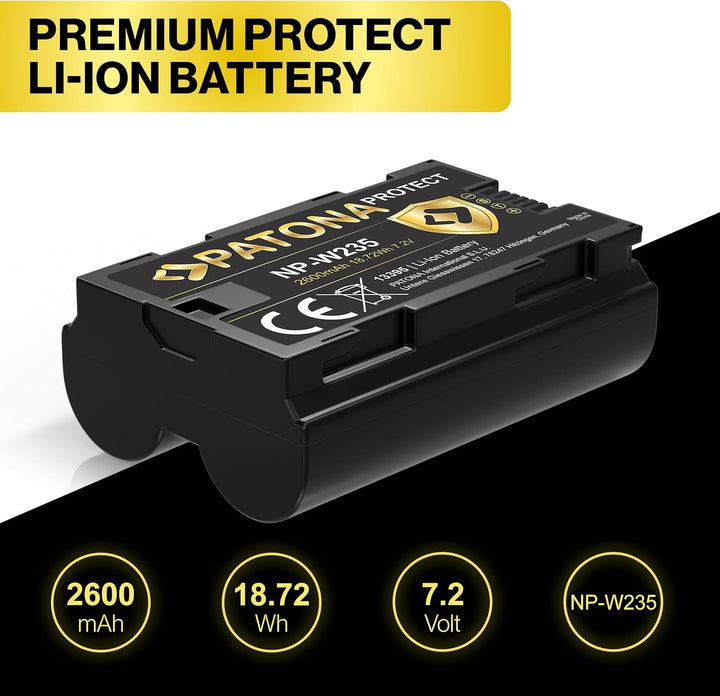 PATONA Protect V1 2X Akku NP-W235 (2400mAh) kompatibel mit Fuji Fujifilm GFX-50s II GFX-100S GFX-100