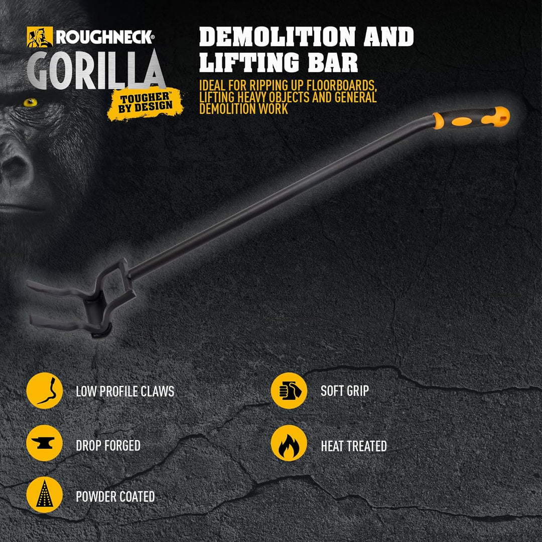 Roughneck Abbruch- und Hebelstange (Länge 970 mm, Breite 140 mm, lange flache Krallen, Brecheisen mi