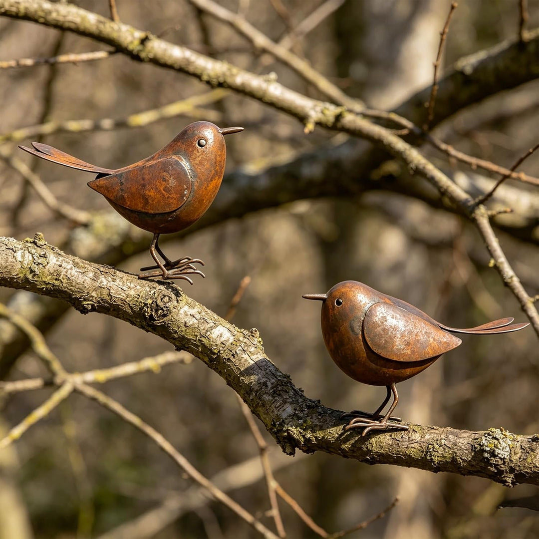 Gartenstecker Rost,2 Stück Vögel Gartenstecker,Rost Vogel Gartendeko für Draussen,Dekorative Gartenp