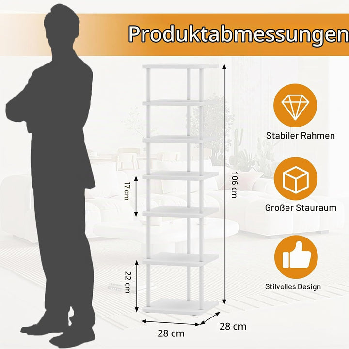 Vertikales Schmales Schuhregal, Standregal mit 7 Ebenen, Schuhablage, Schuhablagen, Schuhaufbewahrun