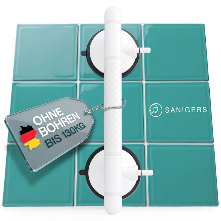 Haltegriff mit Saugnapf I 2026 I EXTRA STARKER HALT 130 KG I 36,5 CM Haltegriff Dusche ohne Bohren,