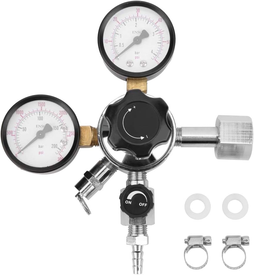 CO2-Regler, Fassregler, Dual-Kegerator-Manometer CO2-Regler mit Sicherheitshandbuch Druckentlastungs