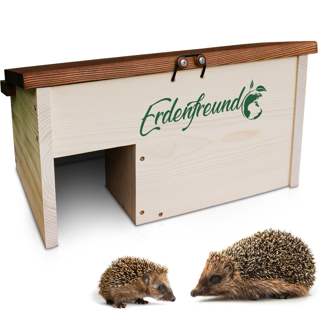 Erdenfreund® Igelhaus mit festem Dach-Sicherheitsverschluss & Labyrintheingang gegen Fressfeinde Ige