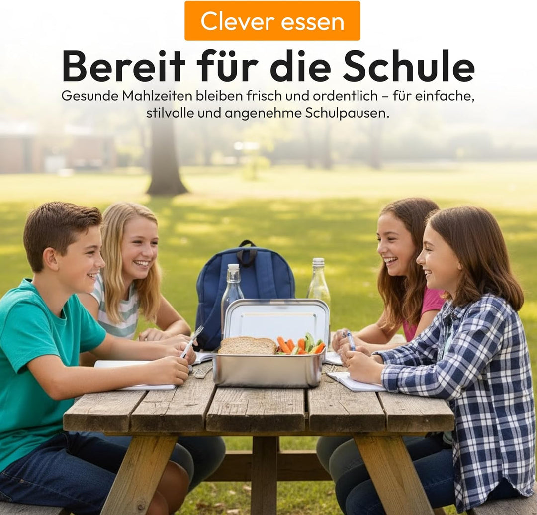 Dimono® Lunchbox Brotdose 2400ml Auslaufsichere Bento-Box Brotzeit-Dose aus Edelstahl; Wasserdichte