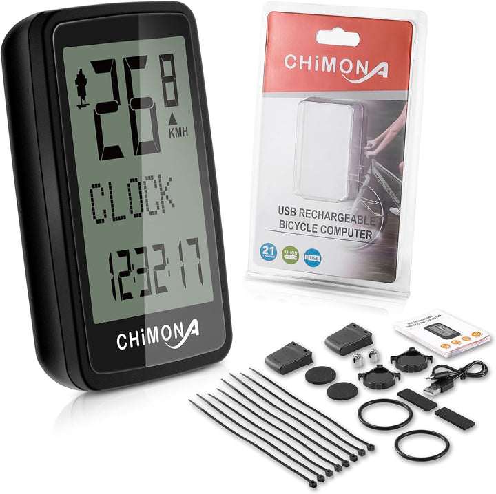 Fahrradcomputer USB Aufladbar, Fahrrad Kilometerzähler Tachometer Kabellos IPX7 Wasserdicht, Fahrrad