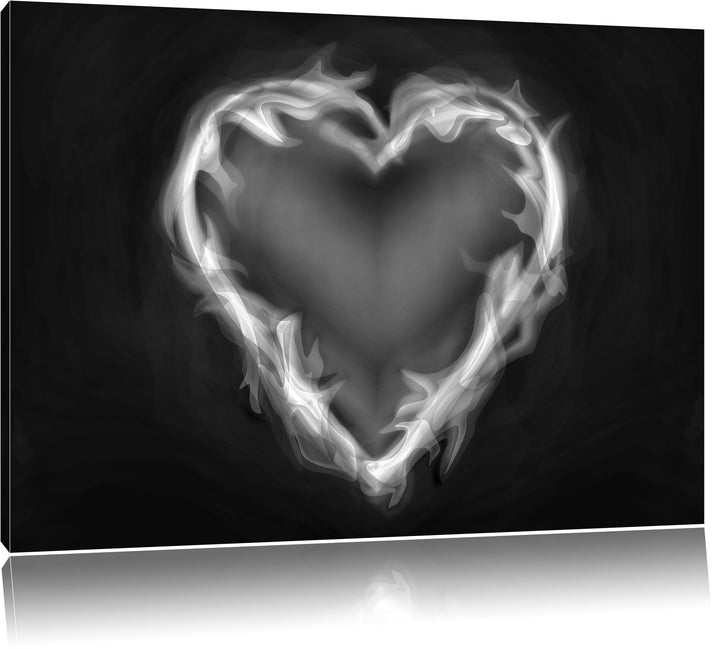 Monocrome, Herz aus Feuer, Format: 100x70 auf Leinwand, XXL riesige Bilder fertig gerahmt mit Keilra