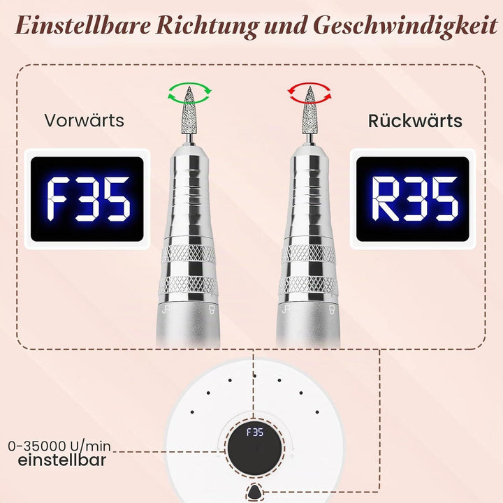 Nagelfräser für Gelnägel 35000 U, Acrylnägel, Maniküre Pediküre set, Nagelfräser Professionelle mit
