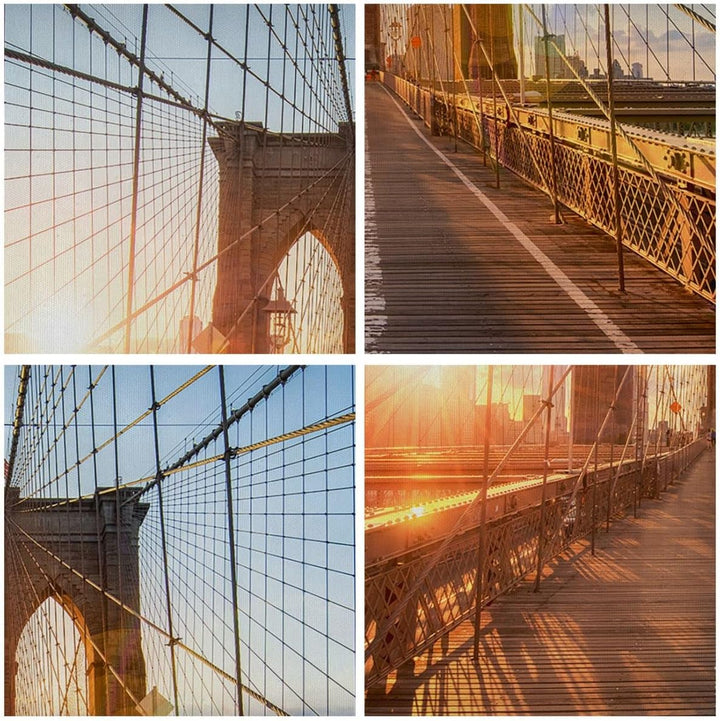 Bilder auf Leinwand New York Brücke Leinwandbild mit Rahmen 70x50cm Wandbilder Dekoration Wohnzimmer