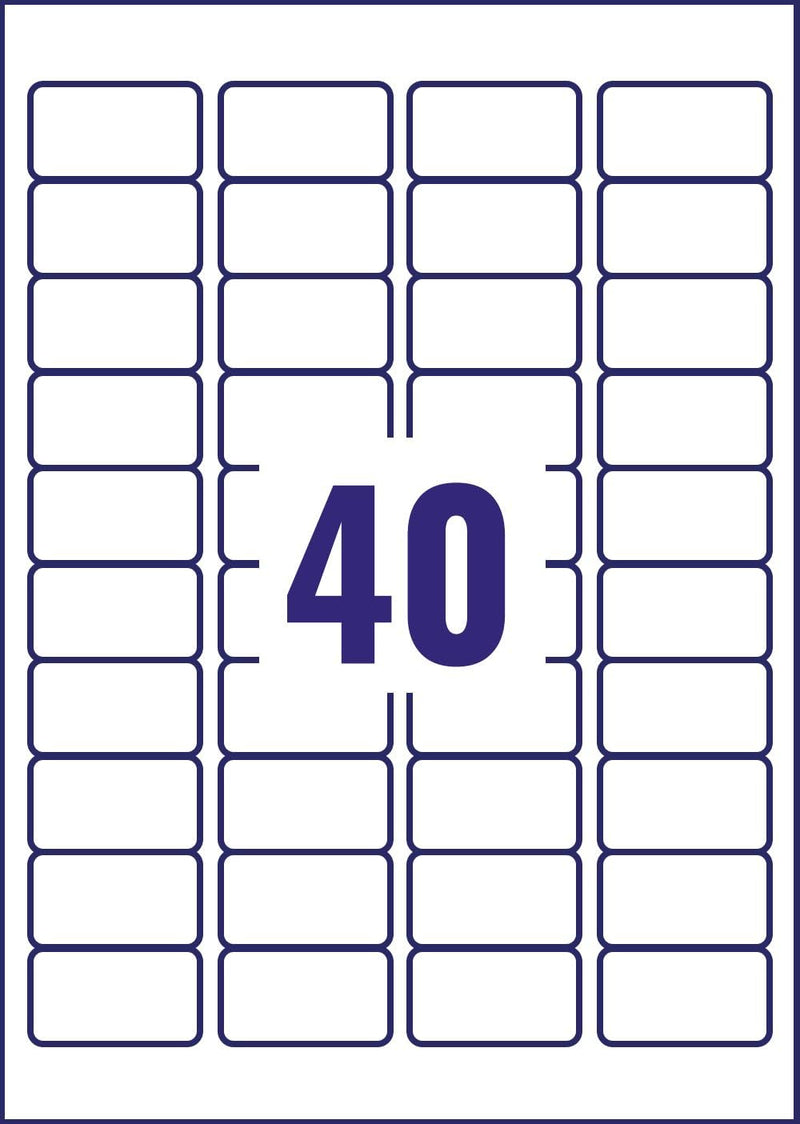 Avery J8654-25 Mini-Etiketten für Tintenstrahldrucker (40 pro Blatt, 45,7 x 25,4 mm) 1000 Etiketten