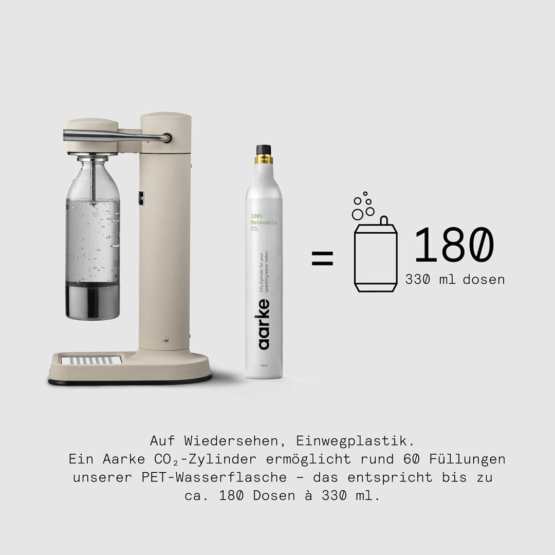 Aarke Carbonator 3, Premium Wassersprudler aus Edelstahl mit Aarke Flasche, Sand Finish, Sand