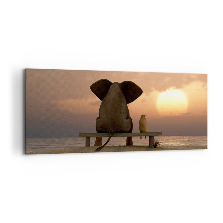 Wandbilder Dekoration Wohnzimmer Elefant Ufer Meer Panorama Bilder auf Leinwand 120x50cm Leinwandbil