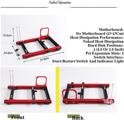 Open Air Frame Computergehäuse für ITX-Motherboard, DIY-Gehäusehalterung Horizontaler Computer Mothe