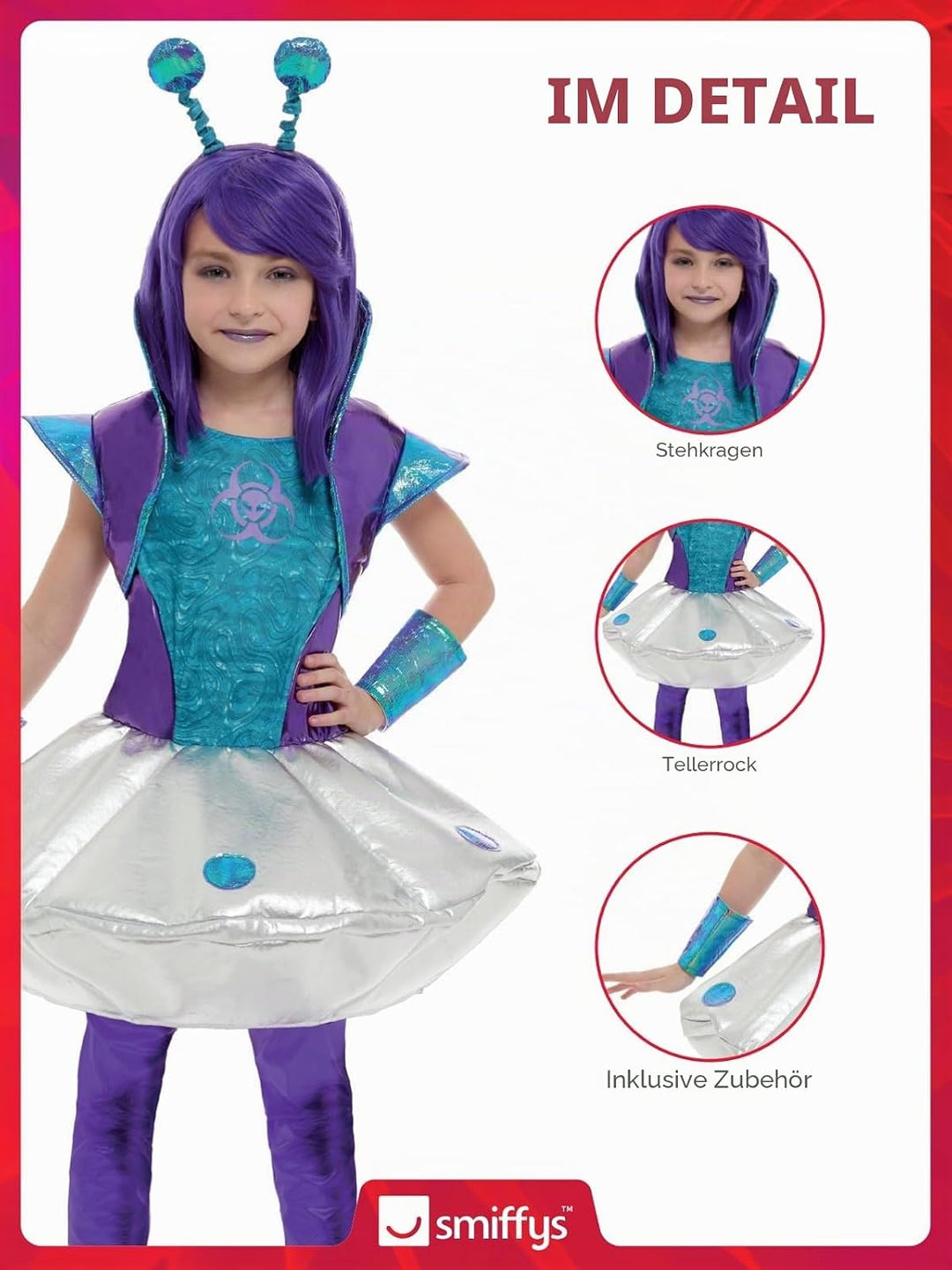 Alien Girl Costume, Silver (S) S - 4-6 Jahre Silber, S - 4-6 Jahre Silber