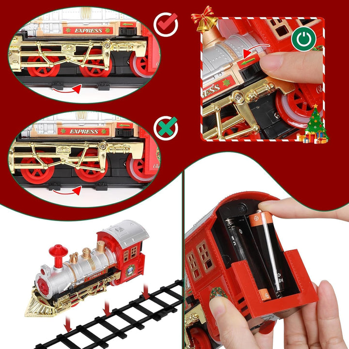 Niumowa Weihnachtszug-Set, Eisenbahn Kinder Elektrisch mit Sounds, Weihnachtszug um den Weihnachtsba