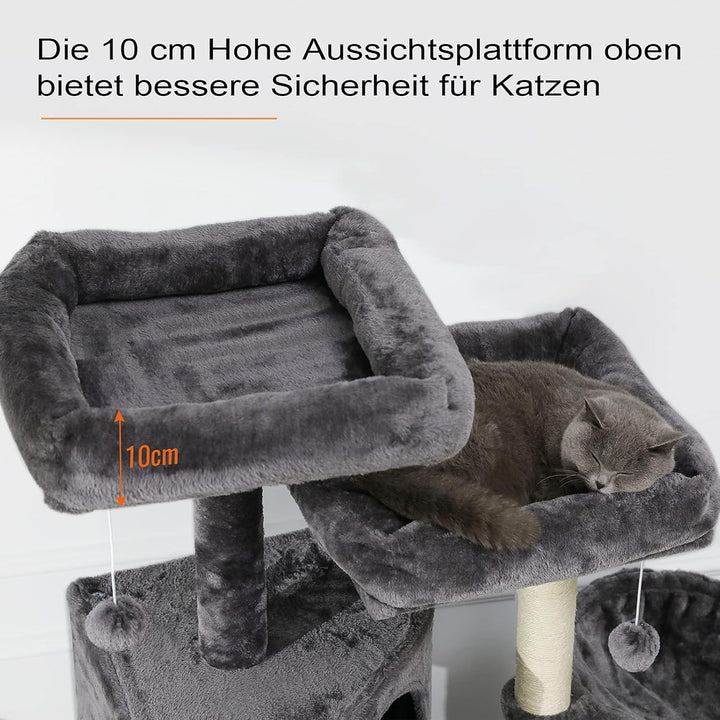 MSmask Kratzbaum gross 153 cm hoch, Katzenbaum für Gross Katzen mit 2 grosser Plattform, gross Höhle