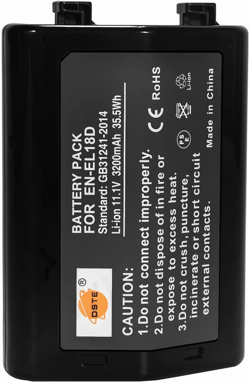 DSTE Electron 2pcs EN-EL18 EN-EL18D Ersatz Batterie Akku Kompatibel mit Nikon D4, D4S, D5, D6, Z9, D