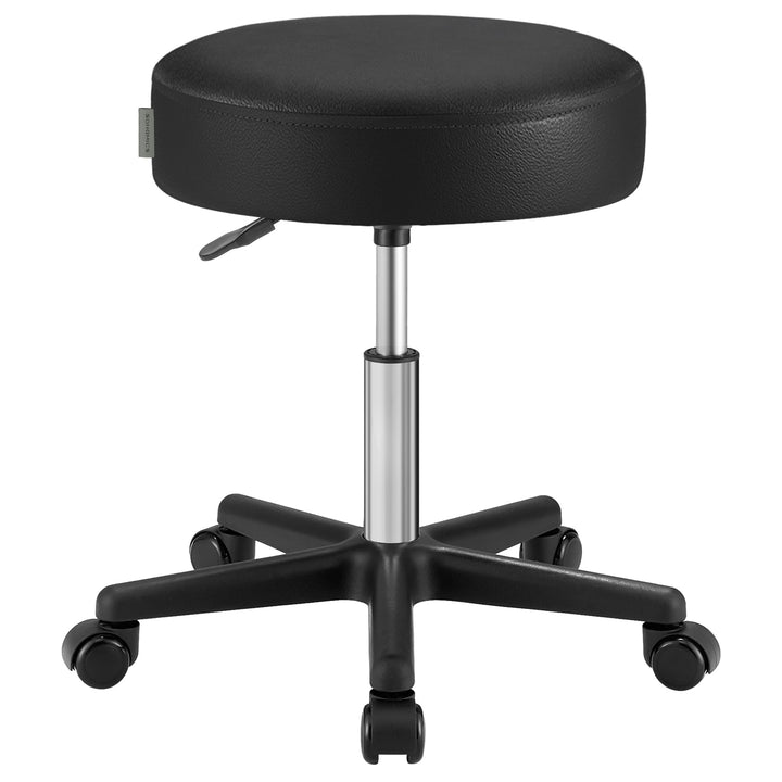 SONGMICS Drehhocker auf Rollen, höhenverstellbarer Rollhocker, 46-58 cm, mit Kunstleder bezogener Si