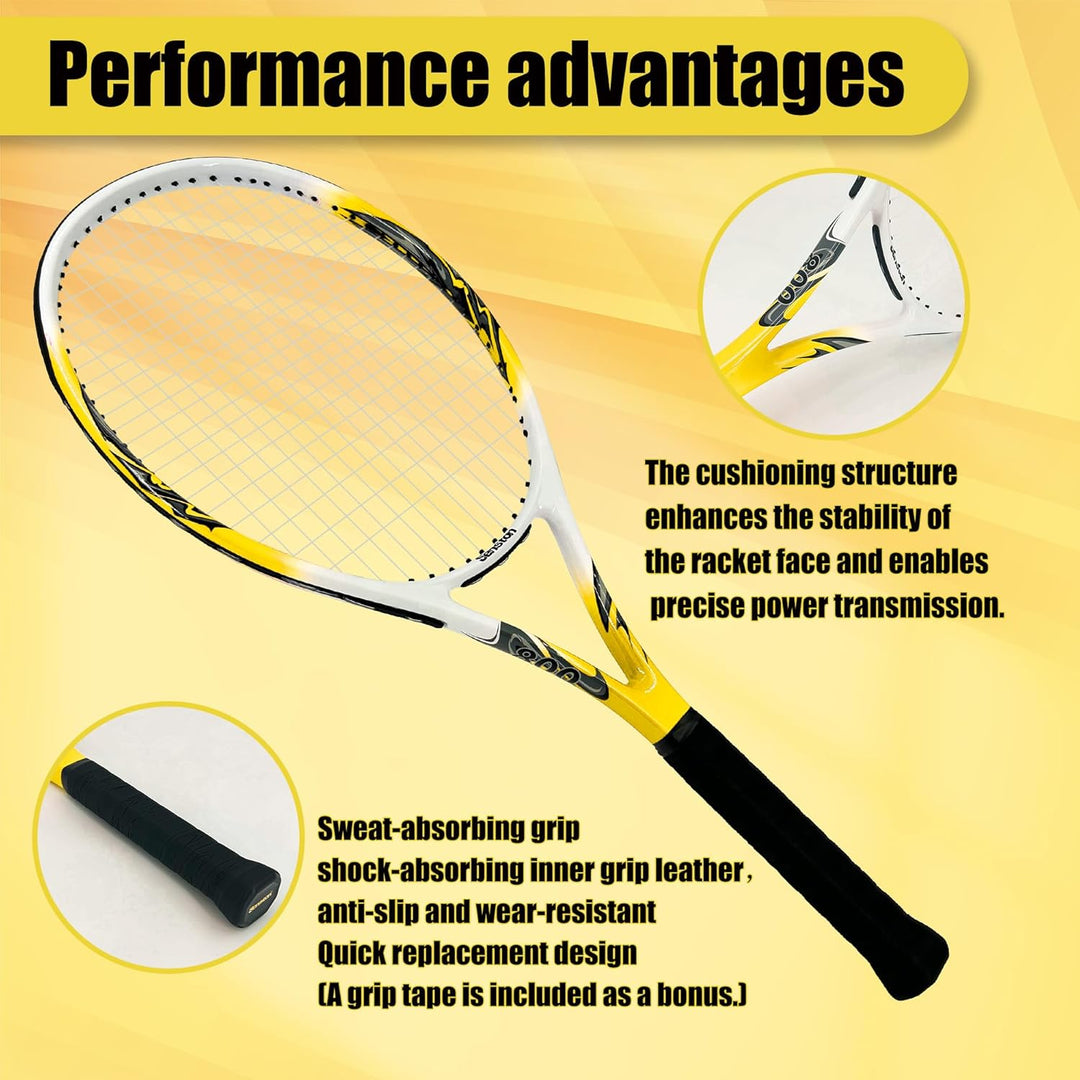 Senston Tennisschläger 68,6 cm, Professioneller Training Tennis Racket für Damen Herren yellow 27 in