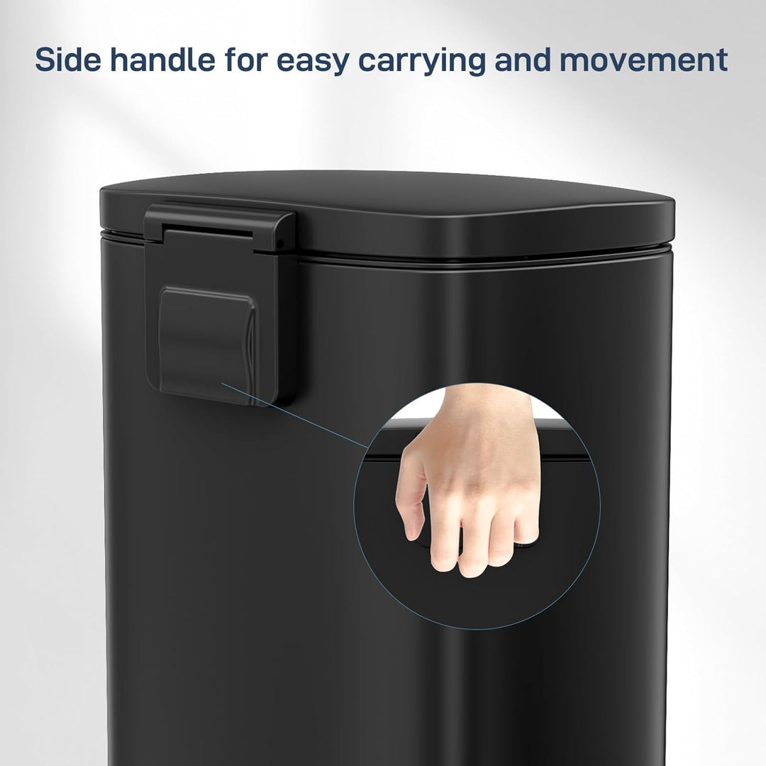 Clevich Mülleimer 30L aus Stahl, Abfalleimer, Tretmülleimer mit Soft-Close Deckel, Fusspeda, abnehmb