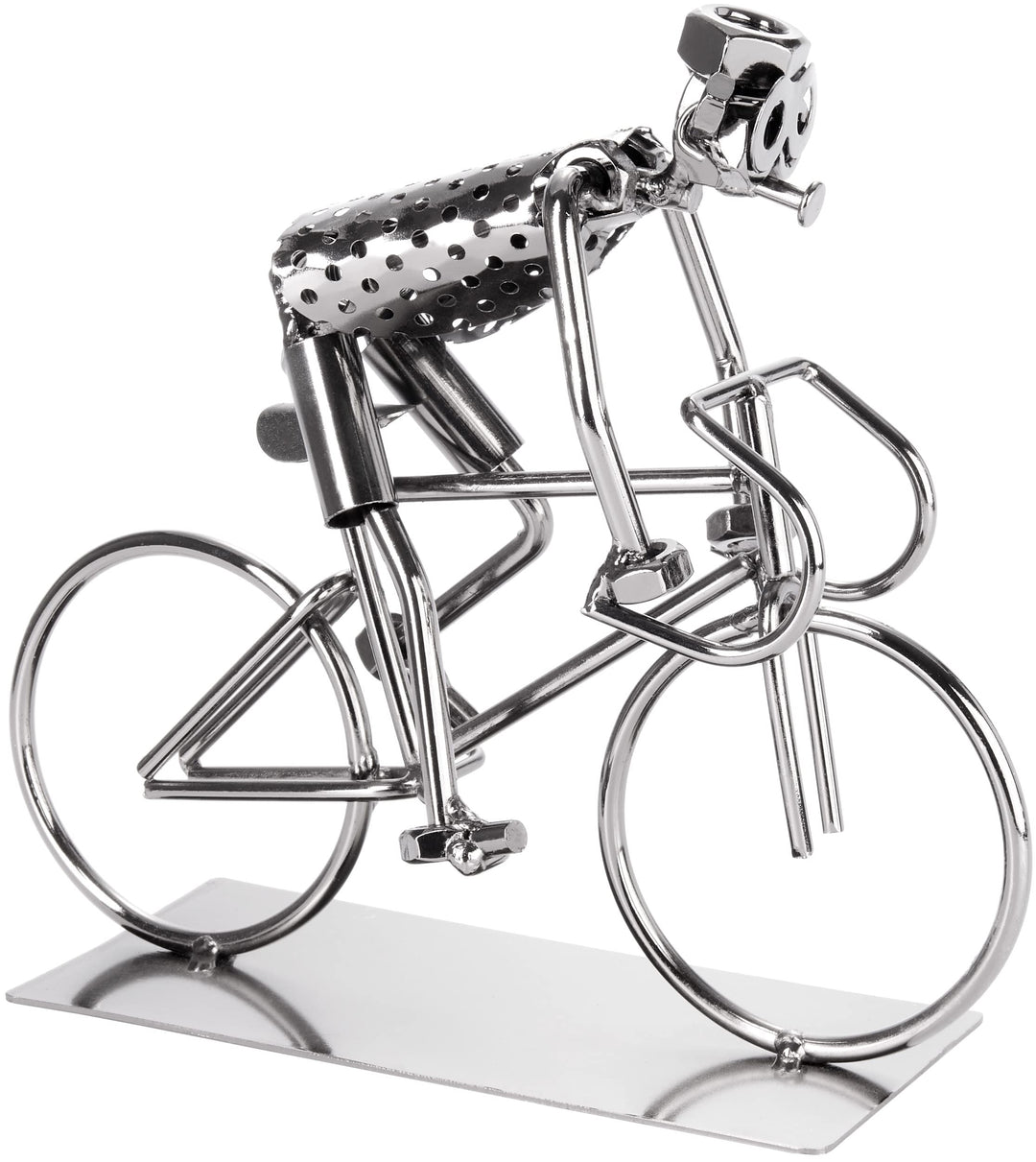 BRUBAKER Schraubenmännchen Fahrradfahrer - Fahrrad Eisenfigur Metallmännchen - Handarbeit Metallfigu