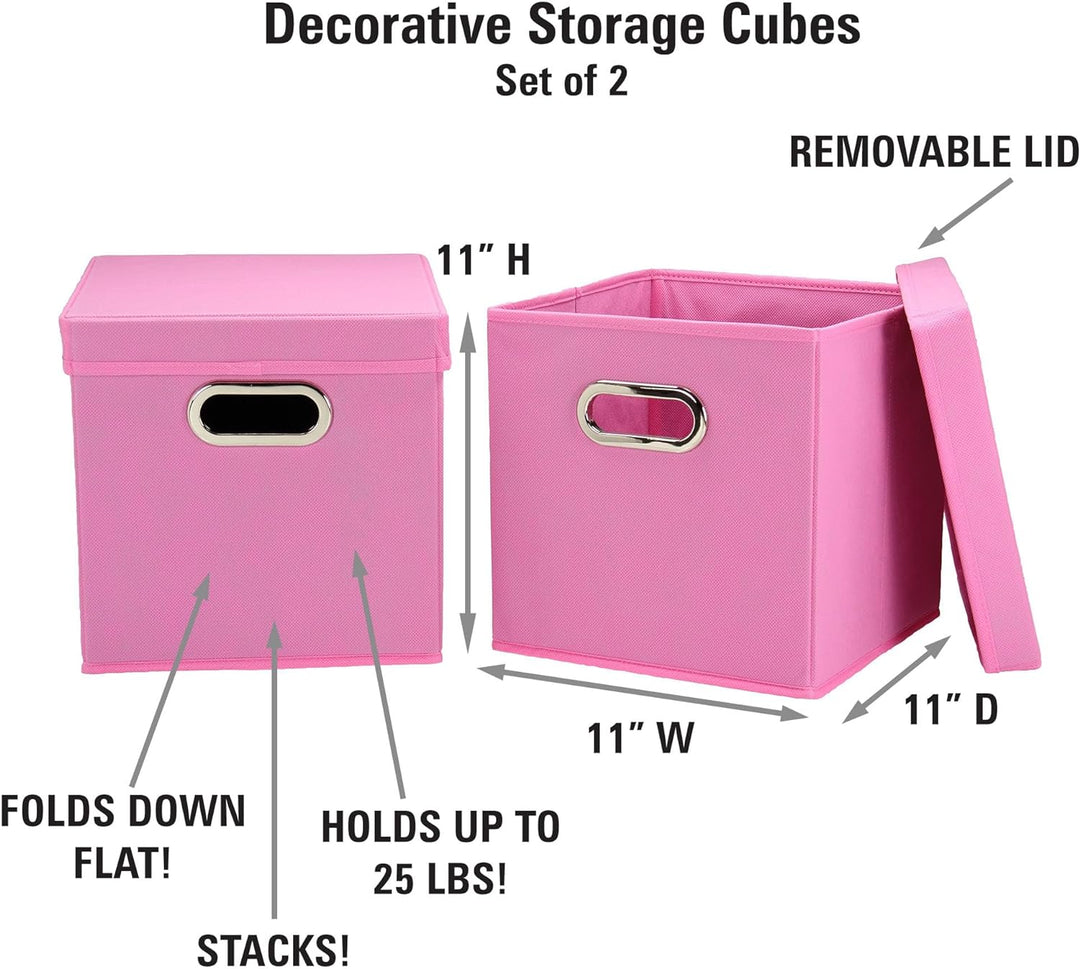 Household Essentials Würfel Set mit Deckel, rosa, 2er Pack Pink, Pink