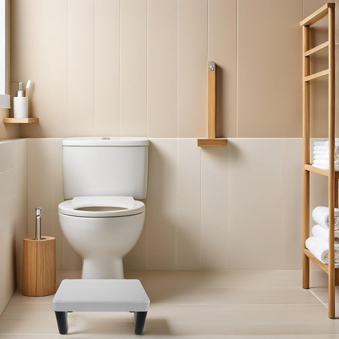 Toilettenhocker für Erwachsene Rutschfester Kunststoff Hocker mit Fussstütze Ergonomisch Stabil Plat