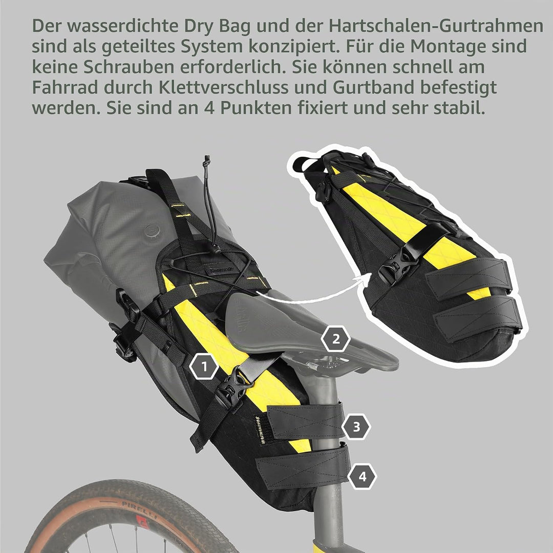 Rhinowalk Fahrrad Satteltasche Wasserdicht 14L Fahrradtasche Sitztasche Aufbewahrungstasche für Outd
