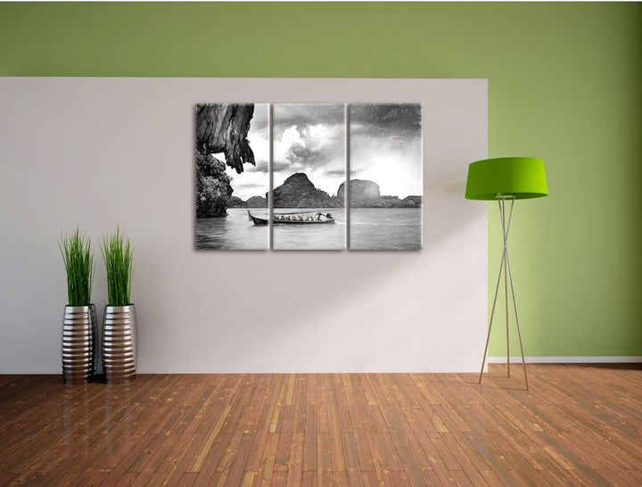 Pixxprint Thailand Phuket Playa Paradisiaca / 3-Teilig/Gesamtmass 120cm Leinwandbild bespannt auf Ho