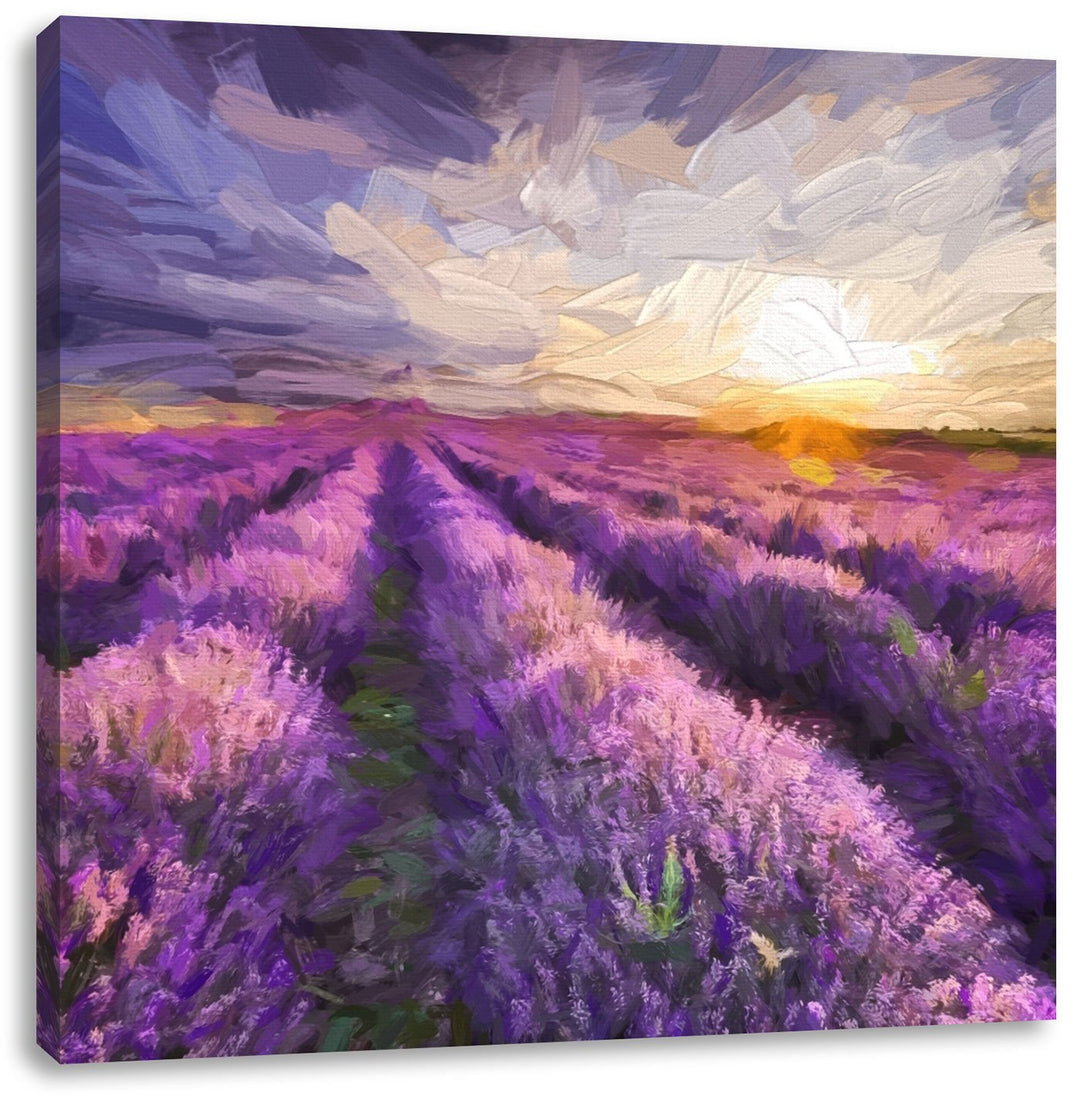 Pixxprint Lavendelfeld in der Provence als Leinwandbild/Grösse: 70x70 cm/Wandbild/Kunstdruck/fertig