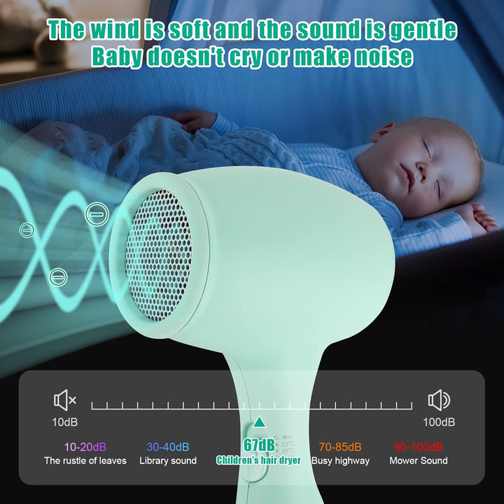 Lotvic Kinderfön, 550W Miniföhn für Mädchen, Föhn für Kinder, Kinder Föhn mit 3 Temperatur, Reiseföh