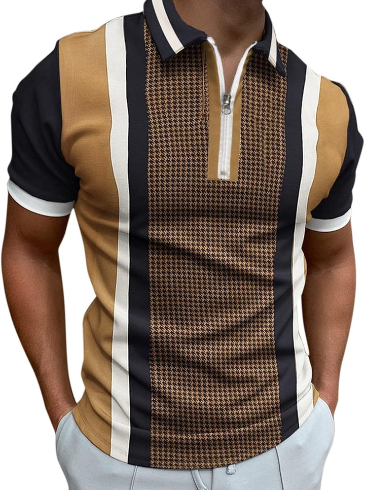 Herren Sommer T-Shirt Polo Kragen Slim Fit Baumwolle-Anteil Basic Männer Poloshirts Longsleeve-Sweat