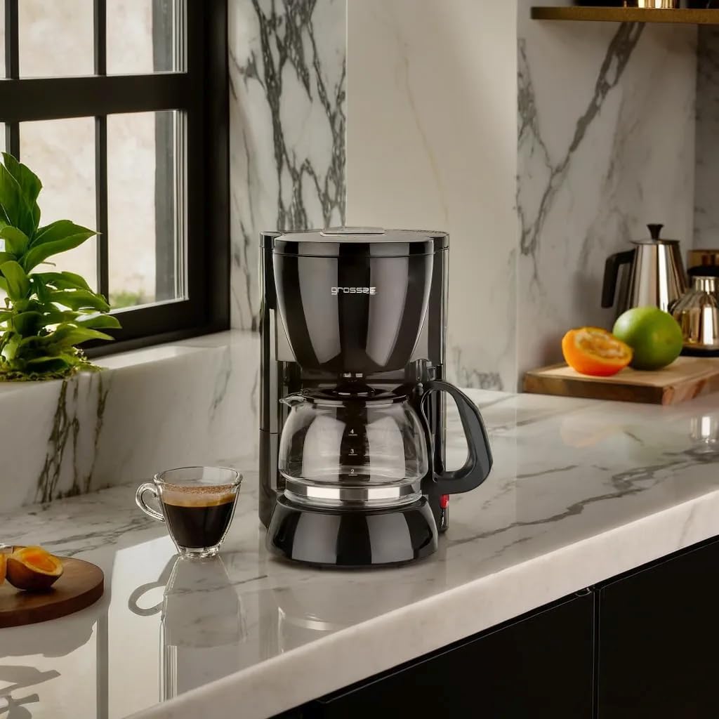 grossag Filter-Kaffeeautomat mit Glaskanne KA 12.17 | 0,6 Liter für 4 Tassen Kaffee | 600 Watt | Sch