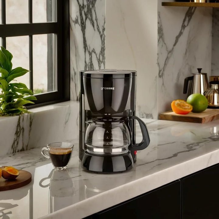 grossag Filter-Kaffeeautomat mit Glaskanne KA 12.17 | 0,6 Liter für 4 Tassen Kaffee | 600 Watt | Sch