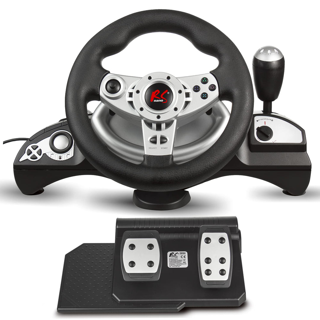 RS700 Gaming Rennlenkrad 270° Lenkbereich Ganghebel Gas- und Bremspedal Vibrationen 7 in 1 Lenkrad K