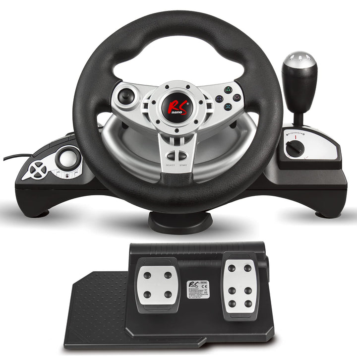 RS700 Gaming Rennlenkrad 270° Lenkbereich Ganghebel Gas- und Bremspedal Vibrationen 7 in 1 Lenkrad K