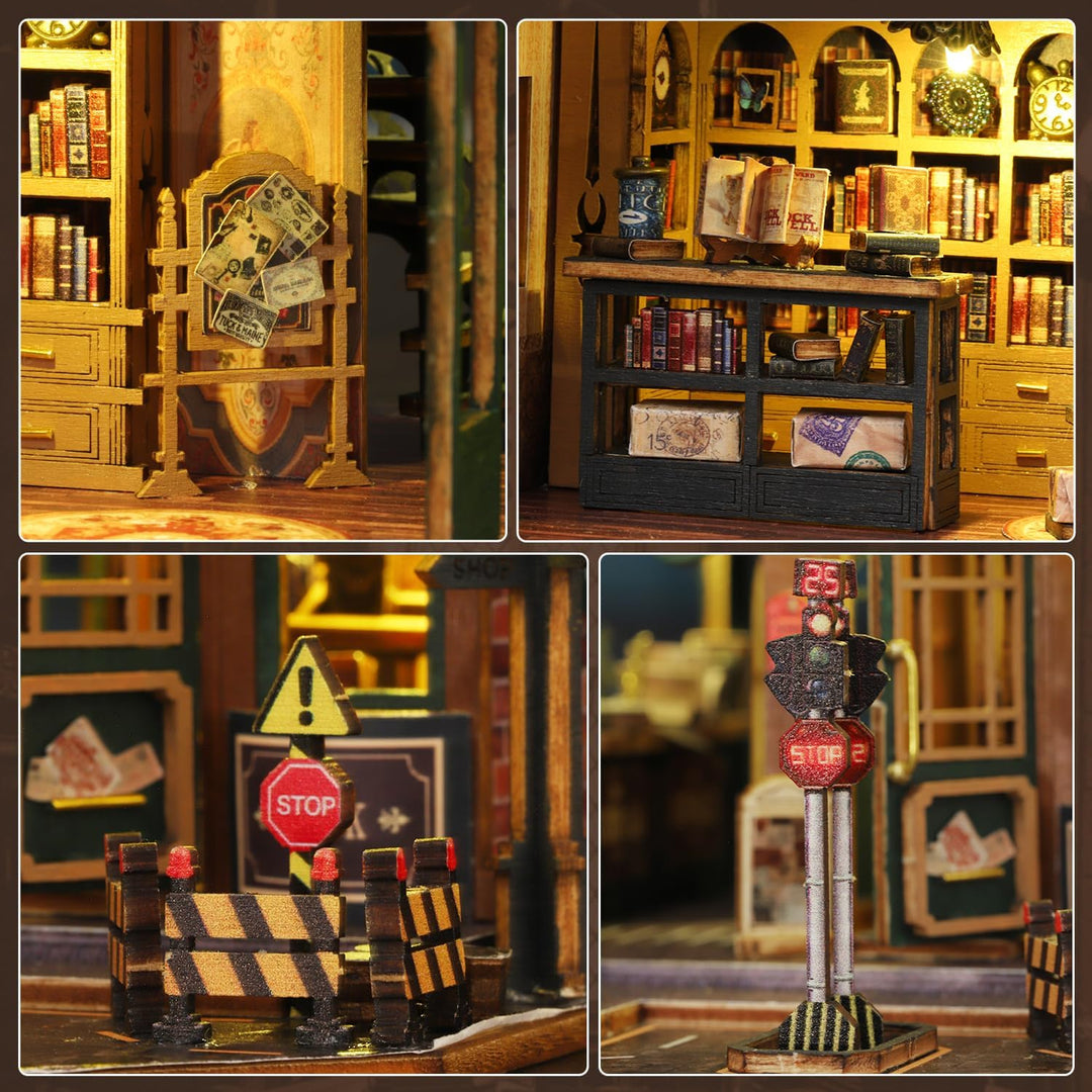 Mostop DIY Miniature Dollhouse Kit,Wooden Dollhouse Construction Kit,Miniature House Kit with LED Li