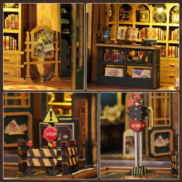 Mostop DIY Miniature Dollhouse Kit,Wooden Dollhouse Construction Kit,Miniature House Kit with LED Li